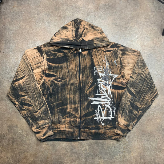 Billabong 00s graphic brown zip hoodie