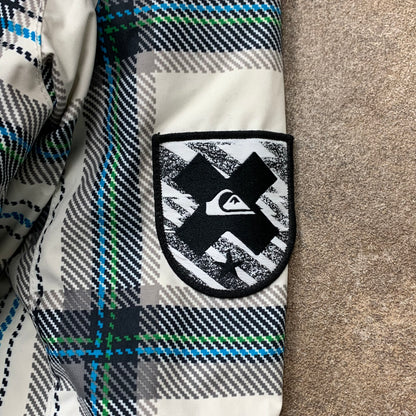 Quiksilver 00s plaid fur hood jacket (M)