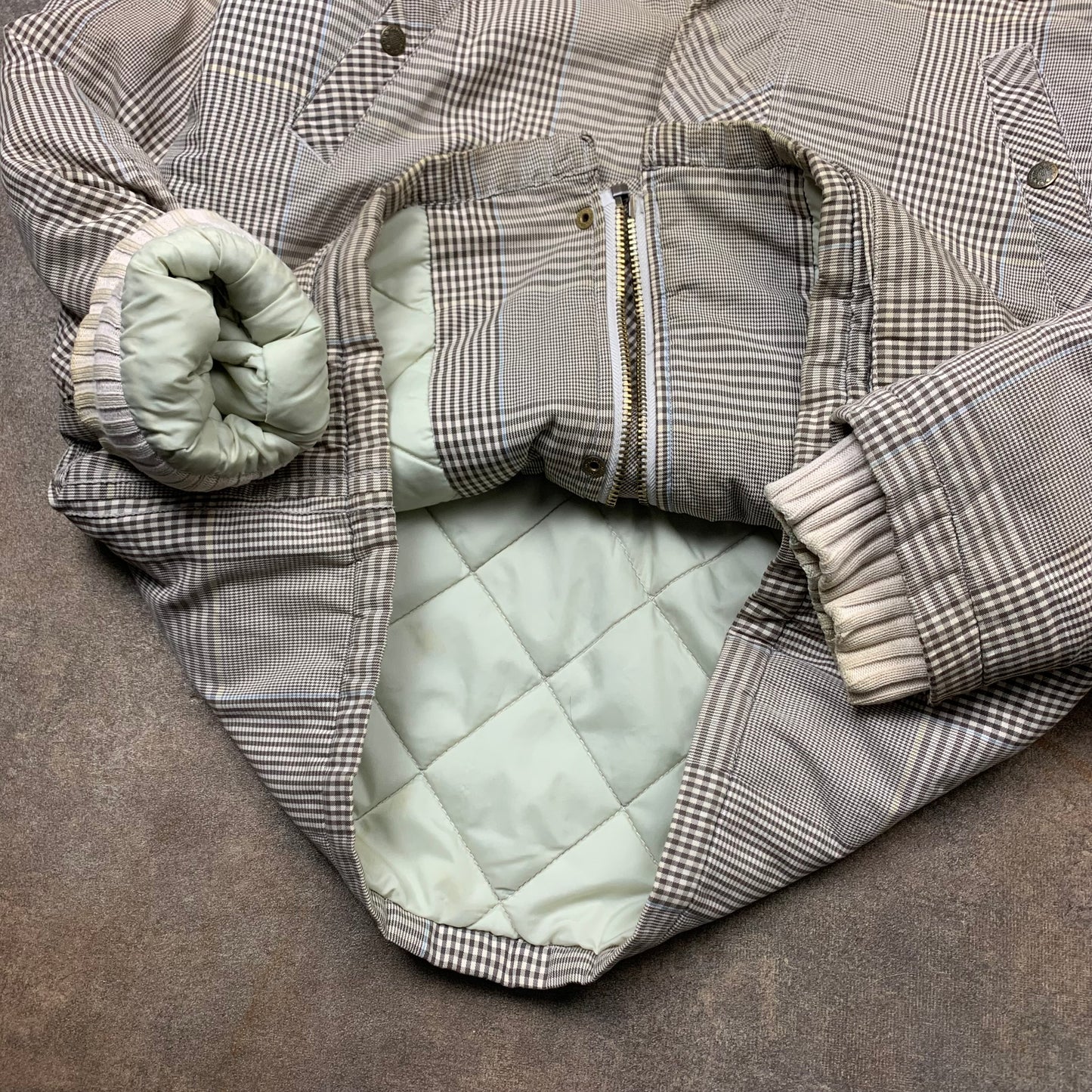 Quiksilver 00s plaid fur hood jacket (M)