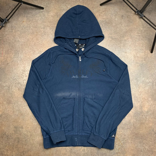 Hurley 00s navy grunge graphic zip hoodie