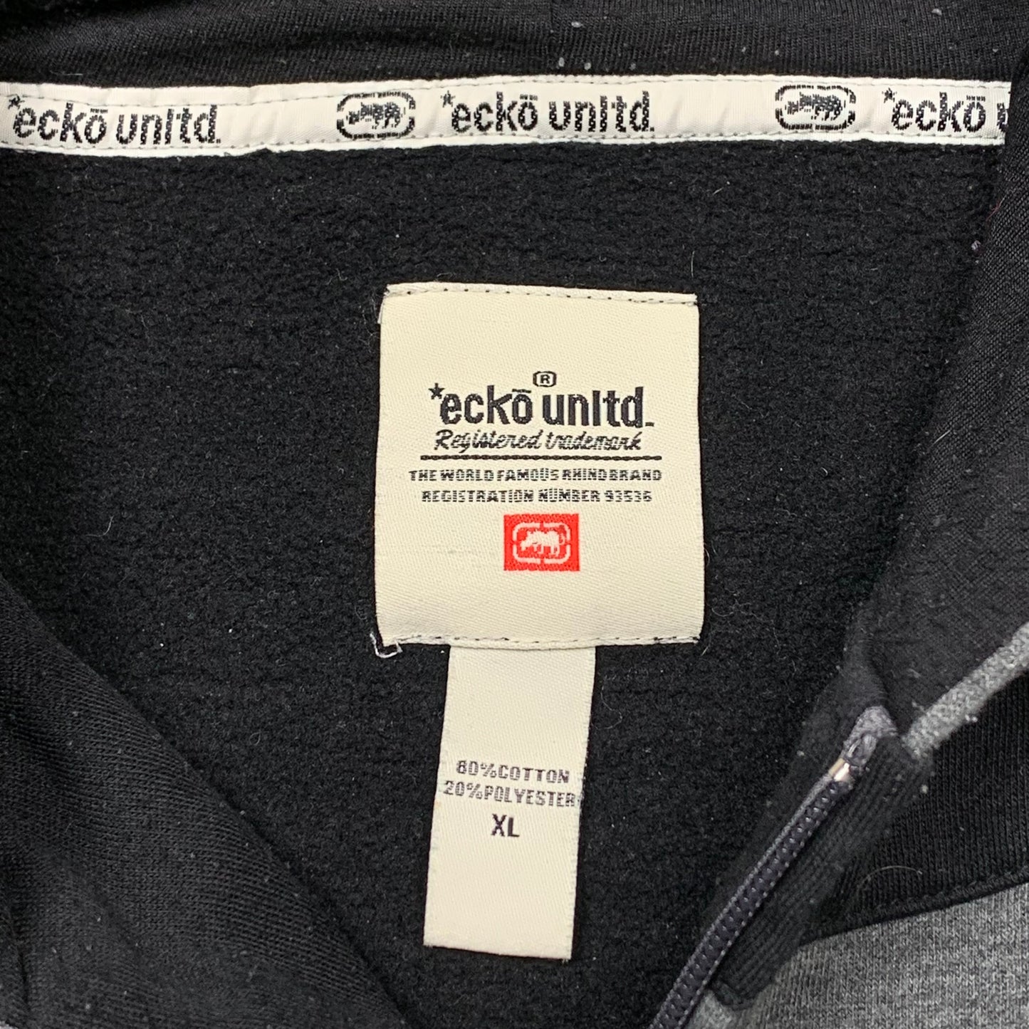 Ecko Unltd 00s grey black grunge hoodie (XL)