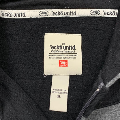Ecko Unltd 00s grey black grunge hoodie (XL)