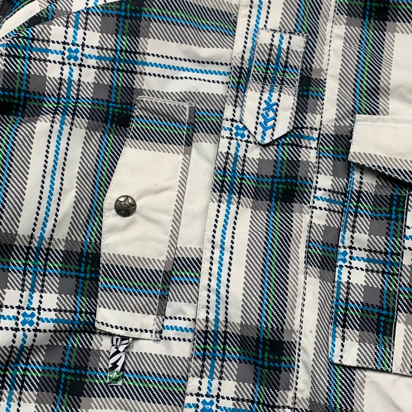 Quiksilver 00s plaid fur hood jacket (M)