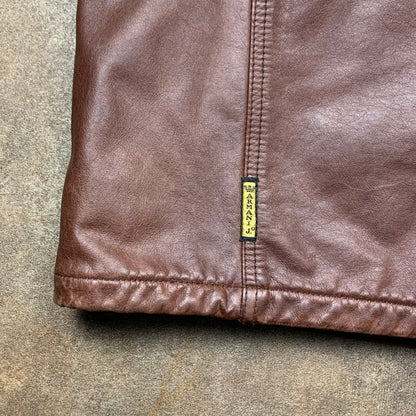 Armani Jeans 00s brown leather jacket (L)