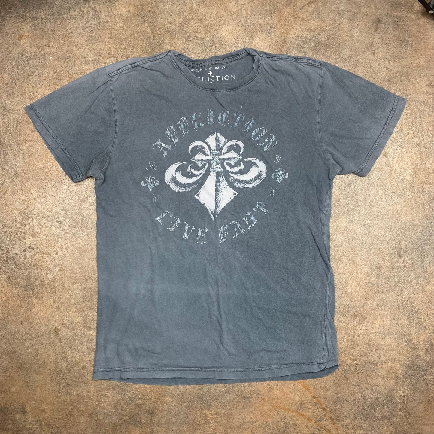 Affliction 00s grey grunge graphic tee (S)