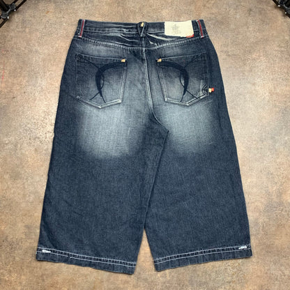 Stash House 00s navy baggy denim jorts (36")