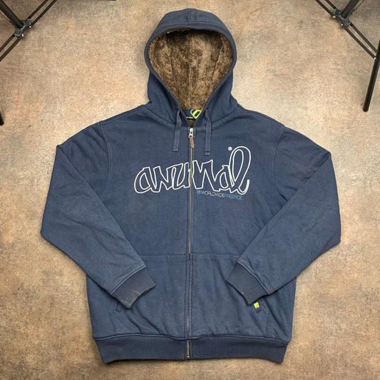 Animal 00s navy graphic fur lined hoodie