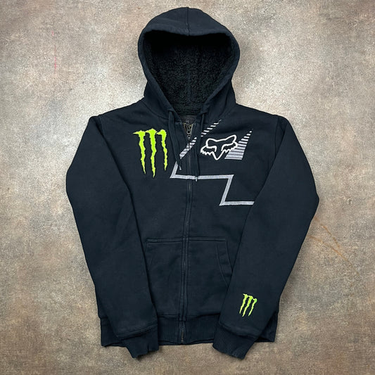 Fox Racing x Monster Energy 00s fur lined hoodie (M)