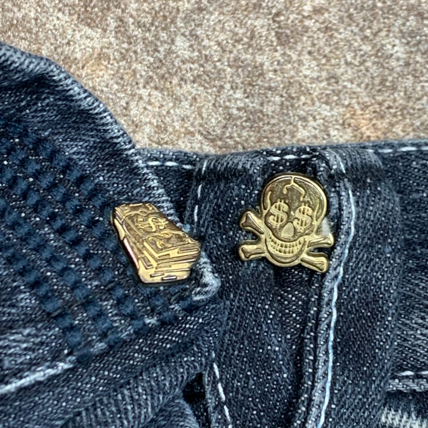Stash House 00s navy baggy denim jorts (36")