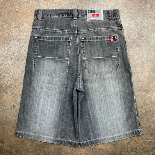 Southpole 00s grey baggy red tab jorts