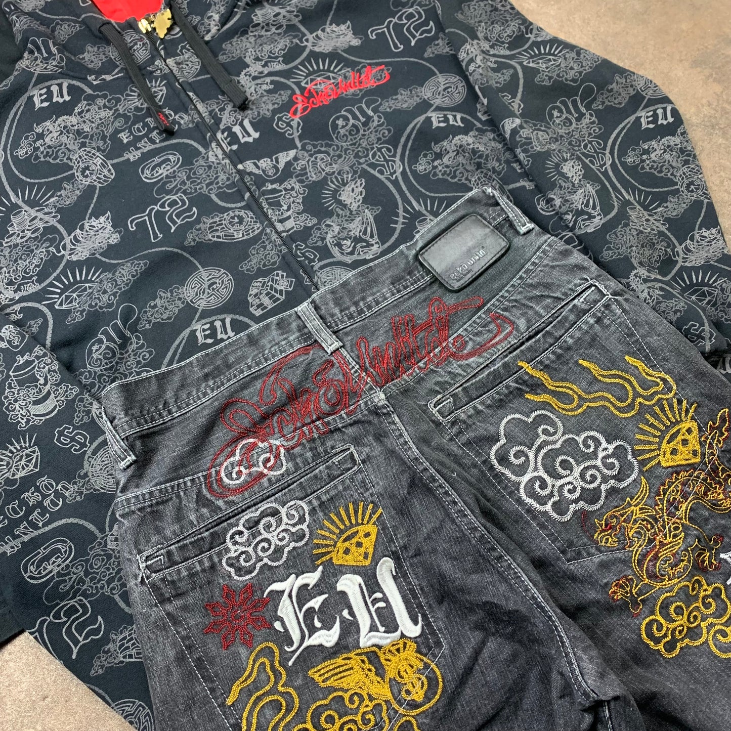Ecko Unltd. 00s matching jeans, hoodie & tee set