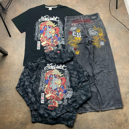 Ecko Unltd. 00s matching jeans, hoodie & tee set