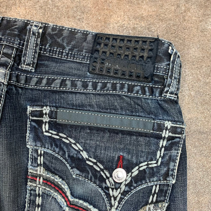 Affliction 00s navy grey grunge baggy jeans