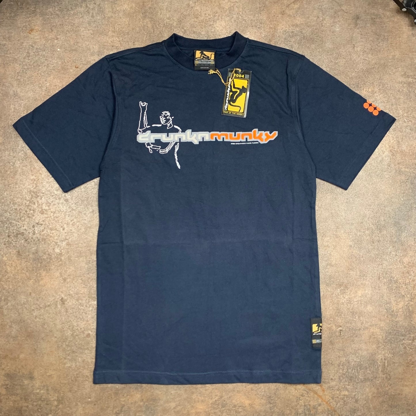 Drunknmunky 00s graphic navy tee (S)