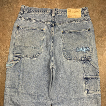 Southpole 90s baggy pale blue carpenter jeans