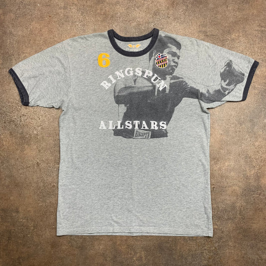 Ringspun 00s Muhammad Ali grey graphic tee