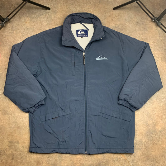 Quiksilver 90s navy lined logo zip jacket