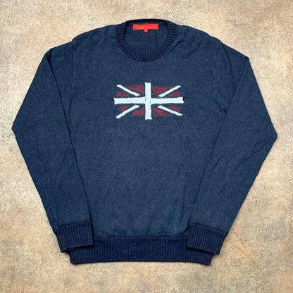 FCUK 00s Union Jack graphic knit jumper (M)