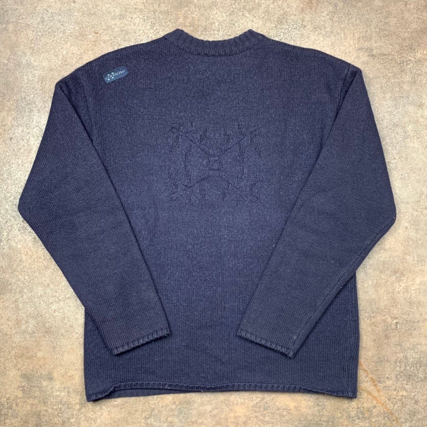 Oxbow 90s navy graphic knit (M)