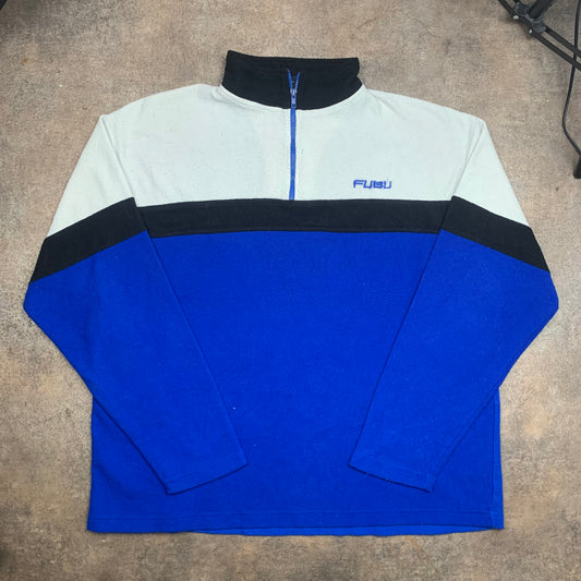 FUBU 00s navy white quarter zip fleece