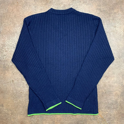 Rusty 00s navy v neck wool jumper (L)