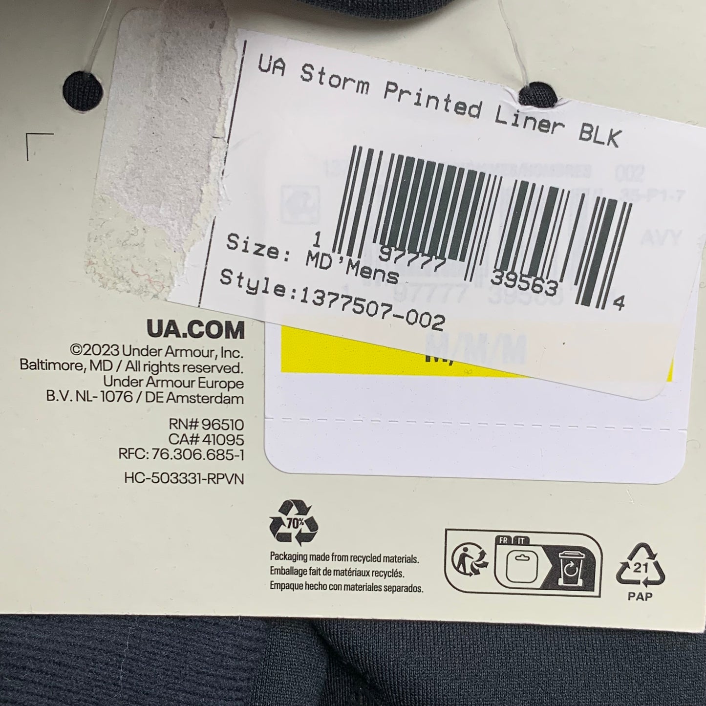 Under Armour deadstock black gloves