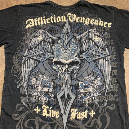 Affliction 00s Vengeance black grunge graphic tee