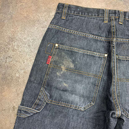 Southpole 90s black baggy graphic carpenter jorts