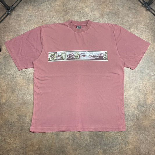 Quiksilver 90s pink graphic faded tee