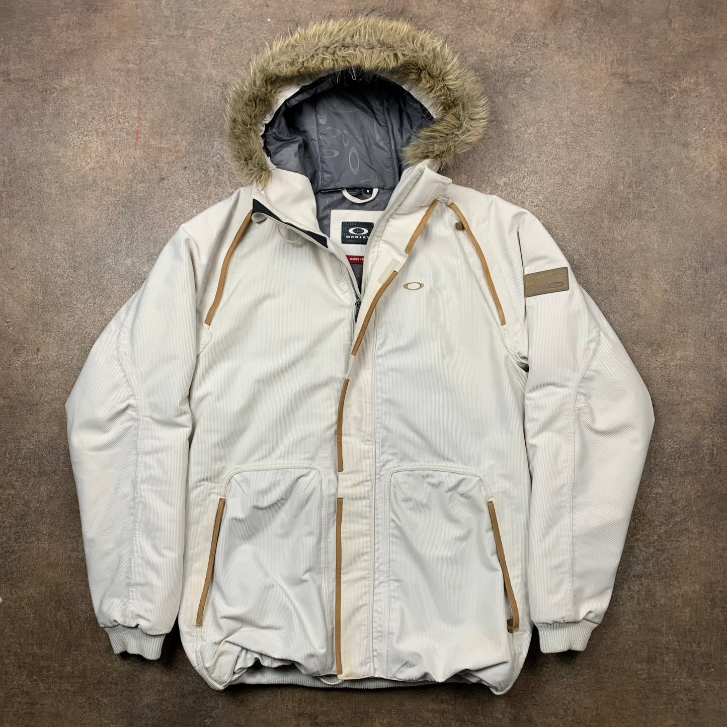 Oakley 00s corduroy fur hood parka (S)