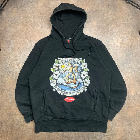 Mambo graphic black boxy hoodie