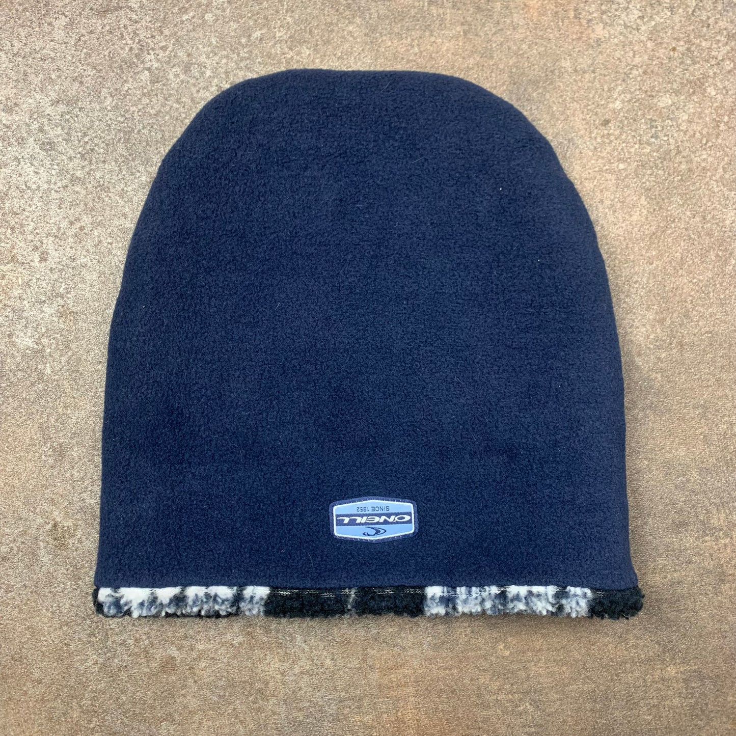 O’Neill 00s reversible plaid navy beanie