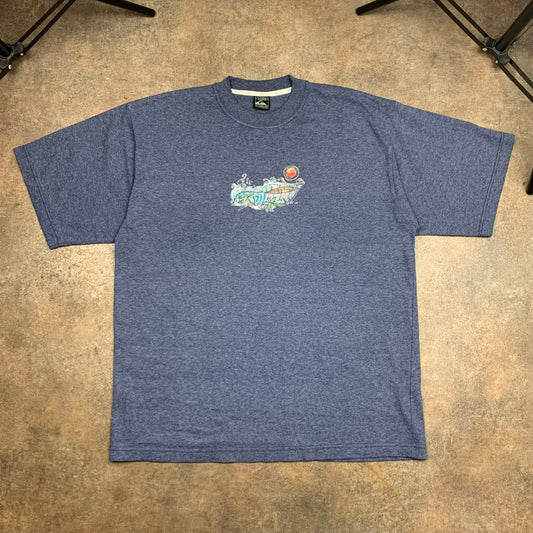 Quiksilver 90s navy-blue graphic boxy tee
