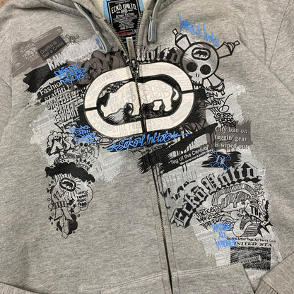 Ecko Unltd 00s grey graphic hoodie