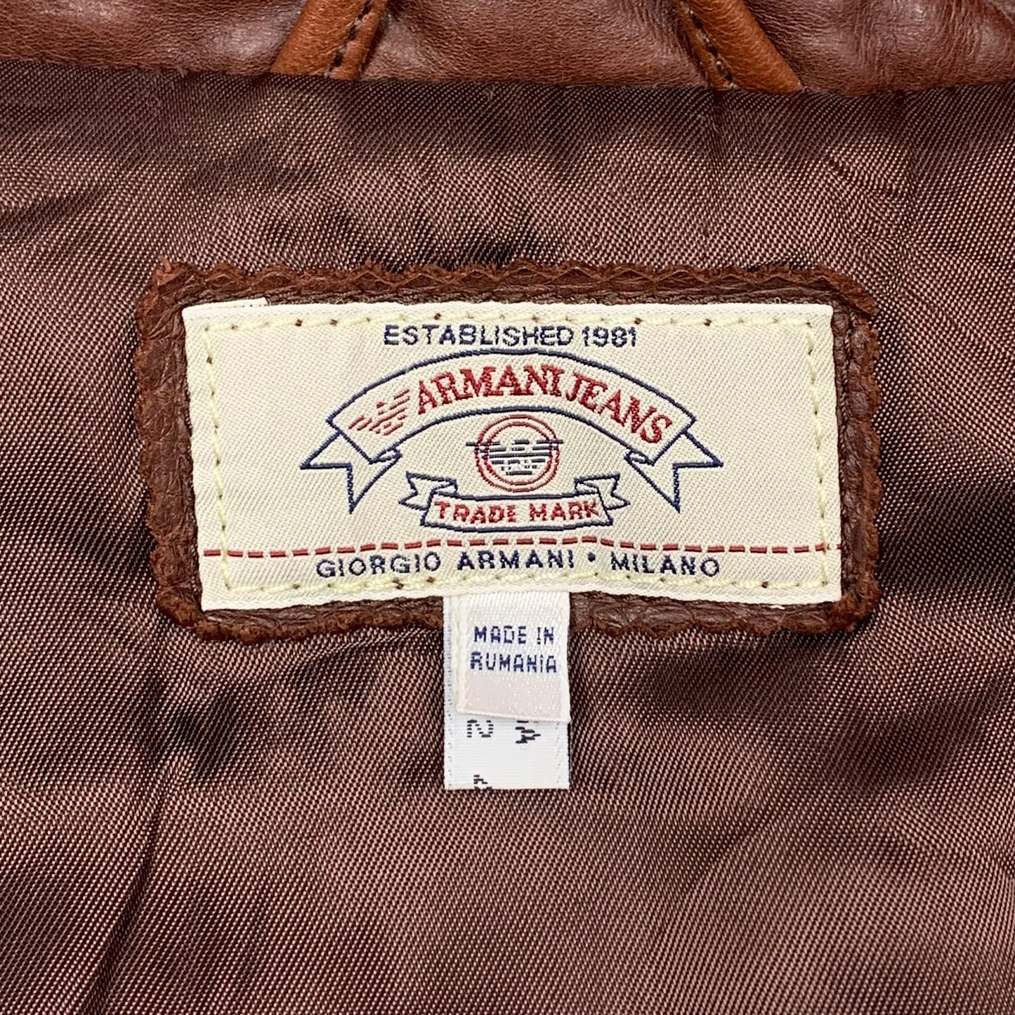 Armani Jeans 00s brown leather jacket (L)