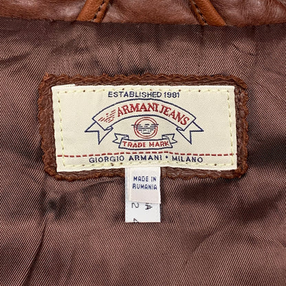 Armani Jeans 00s brown leather jacket (L)