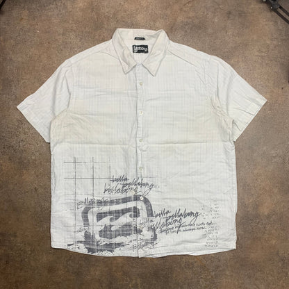 Billabong 00s white graphic button shirt
