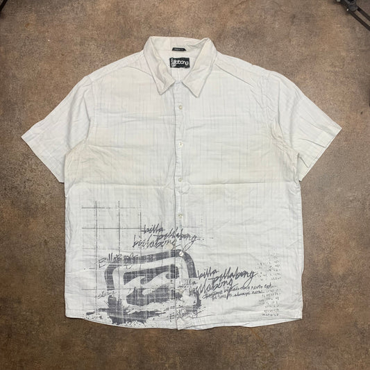 Billabong 00s white graphic button shirt