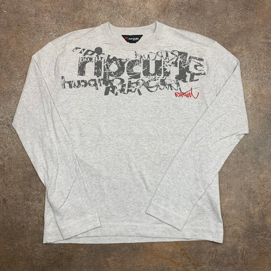 Rip Curl 00s graphic light grey knit jumper