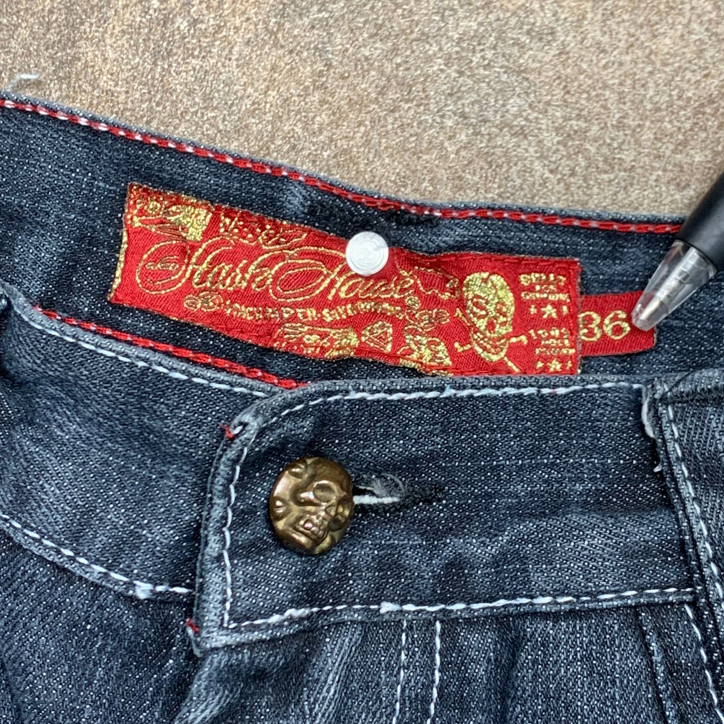 Stash House 00s navy baggy denim jorts (36")