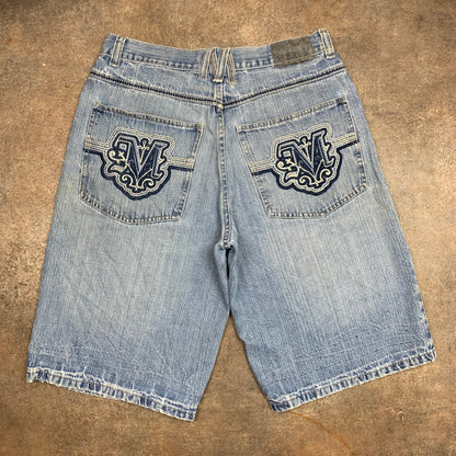 Mecca 00s light blue baggy graphic jorts