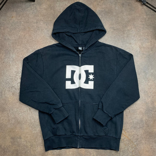 DC Shoes 00s black graphic boxy zip hoodie