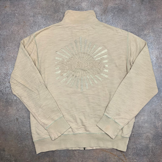 Billabong 00s graphic cream beige zip jumper
