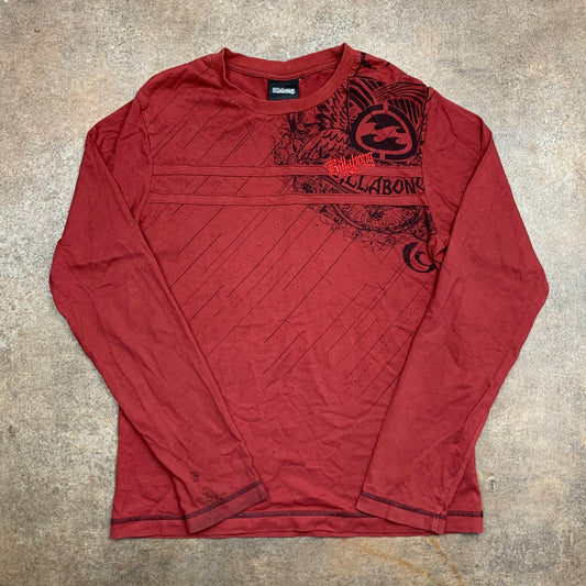 Billabong 00s red graphic long sleeve tee