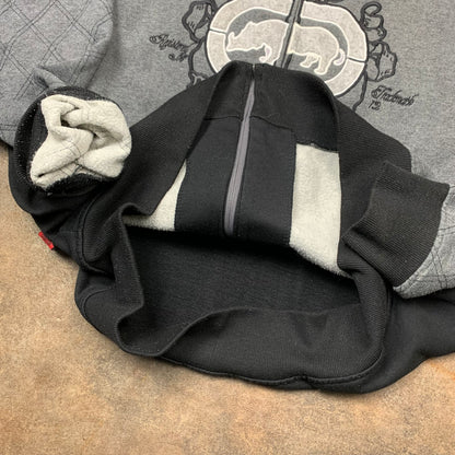 Ecko Unltd 00s grey black grunge hoodie (XL)