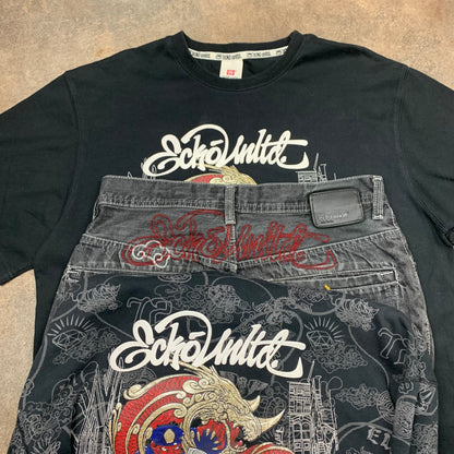 Ecko Unltd. 00s matching jeans, hoodie & tee set