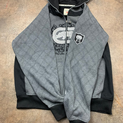 Ecko Unltd 00s grey black grunge hoodie (XL)