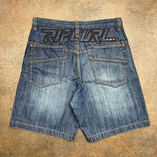 Rip Curl 00s navy baggy graphic denim shorts