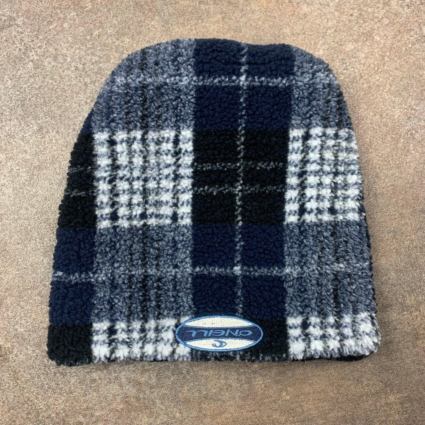 O’Neill 00s reversible plaid navy beanie