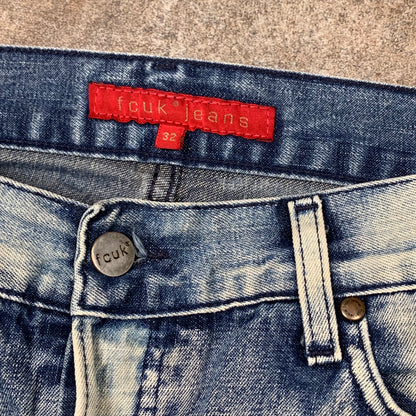 FCUK 00s flared baggy faded jeans (32")